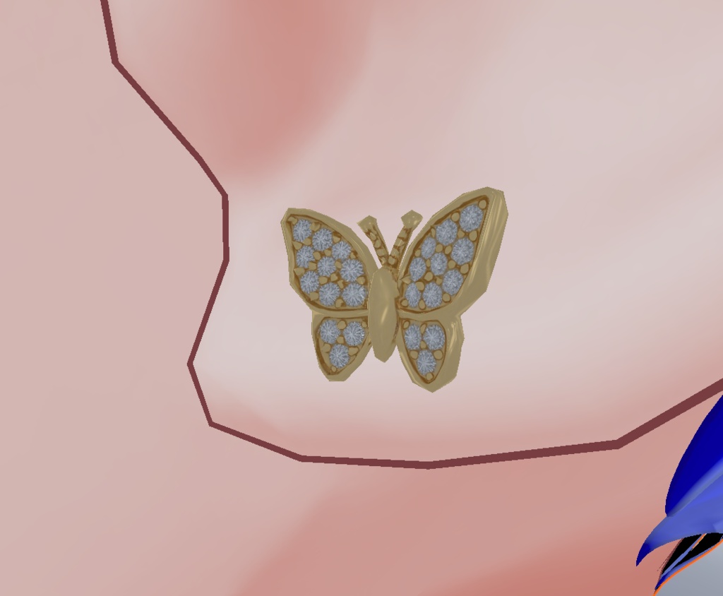 【VRChat想定】輝石蝶々ピアス/VRChat dbtterfly Pierce accessory