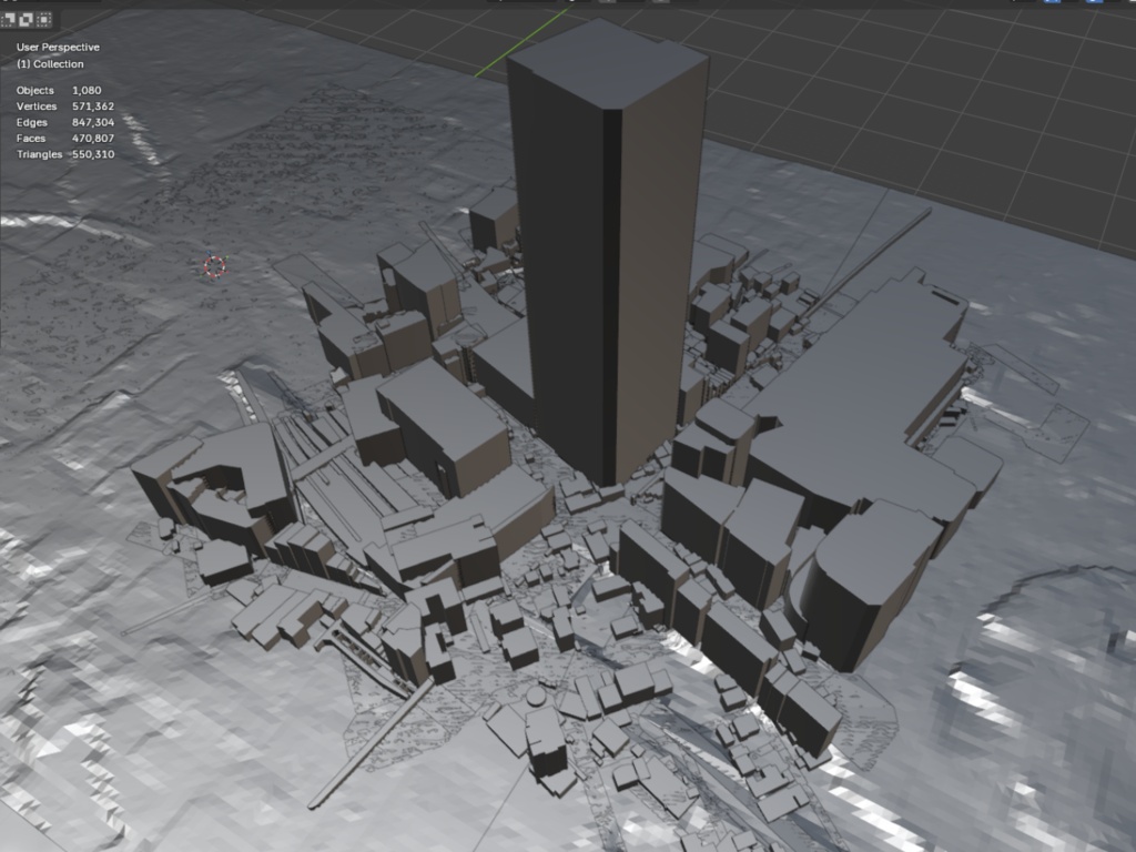 3D都市モデル|大阪市あべのハルカス周辺 500m四方