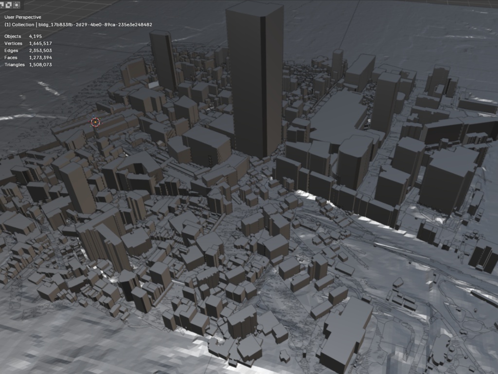 3D都市モデル|大阪市あべのハルカス周辺 1000m四方