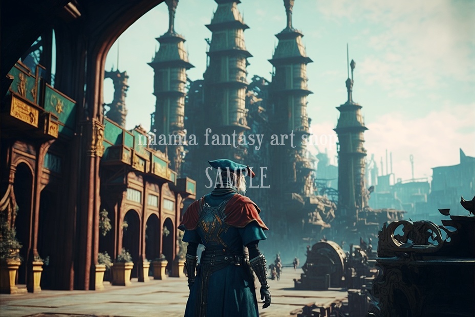 ファンタジー系の街の通り道風景