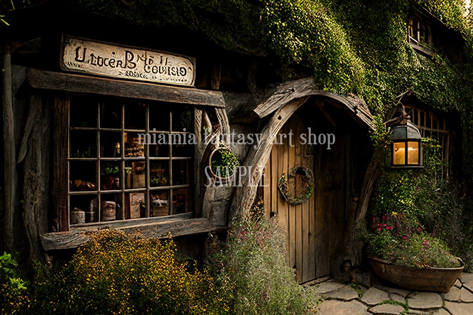 ファンタジー世界の中世ヨーロッパ風の雑貨屋の外観