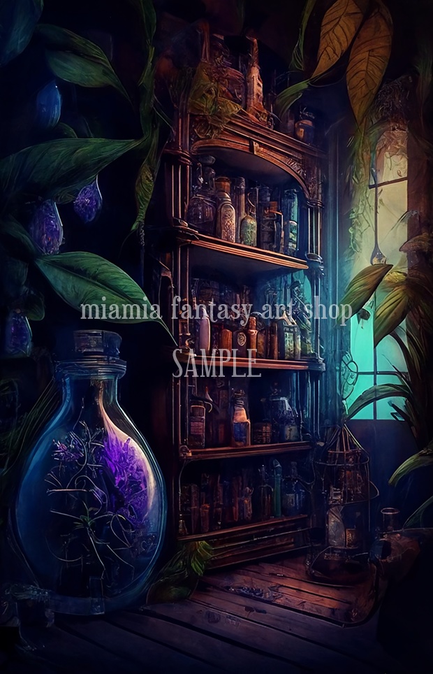ファンタジー世界の薬品棚