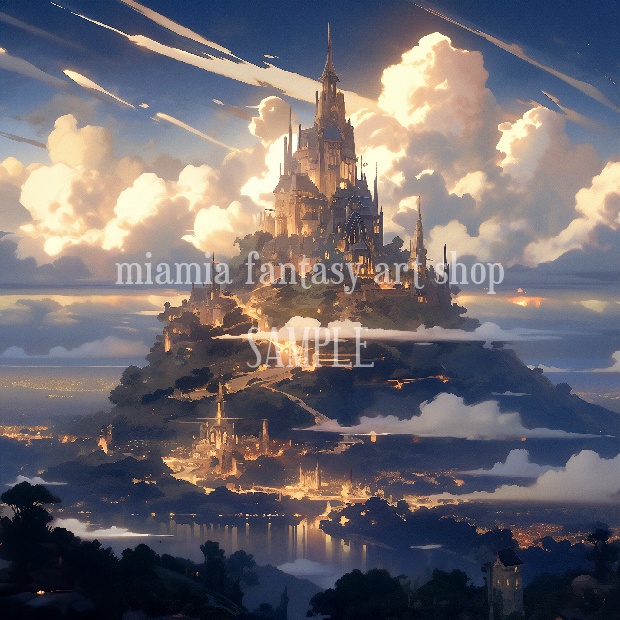 お城のある風景-ファンタジー背景素材