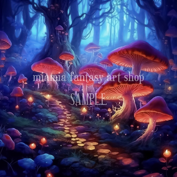 巨大キノコの不思議な森~ファンタジーイメージ素材