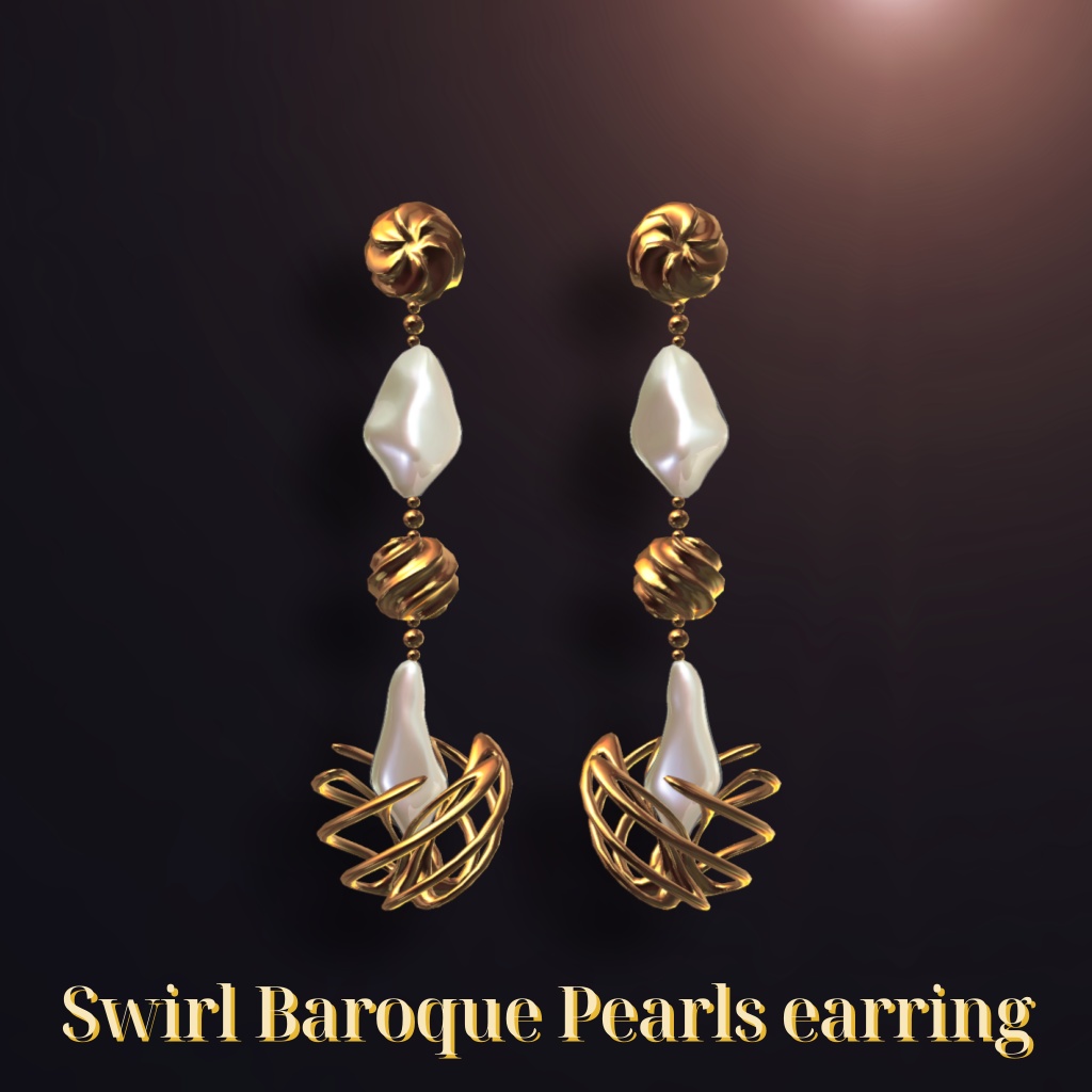 [Free]Swirl Baroque Pearls earring
