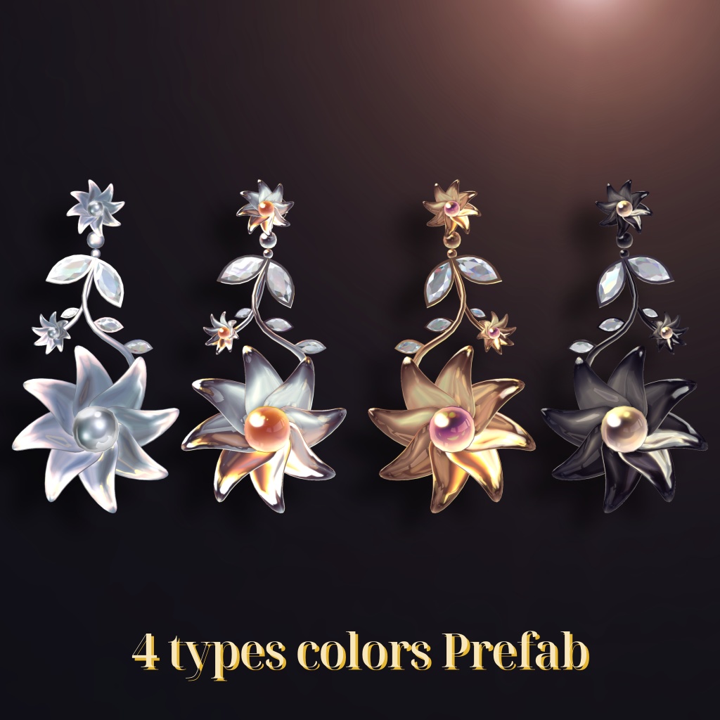 Metallic flower earring,pierce