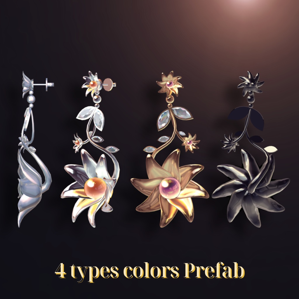 Metallic flower earring,pierce