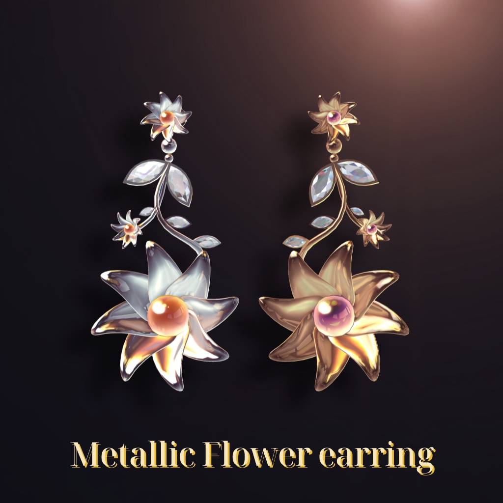 Metallic flower earring,pierce