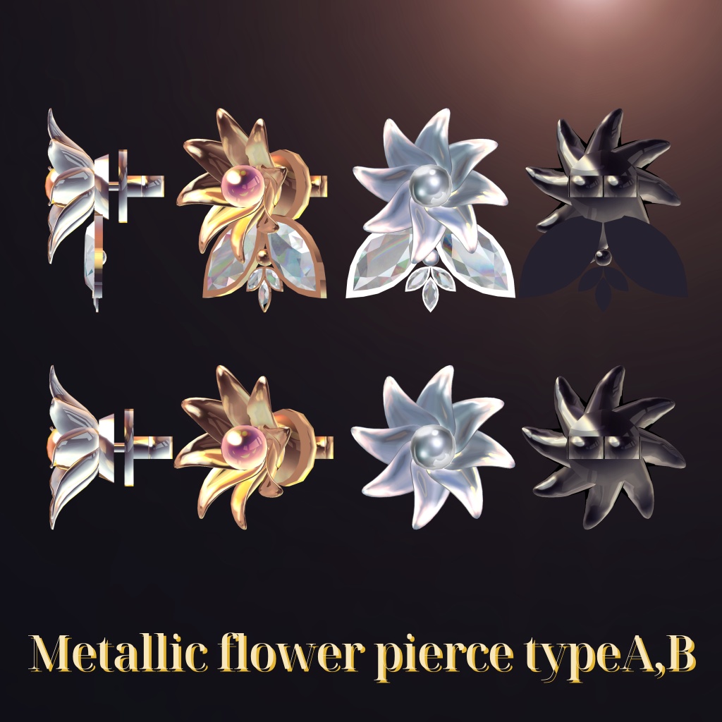 Metallic flower earring,pierce