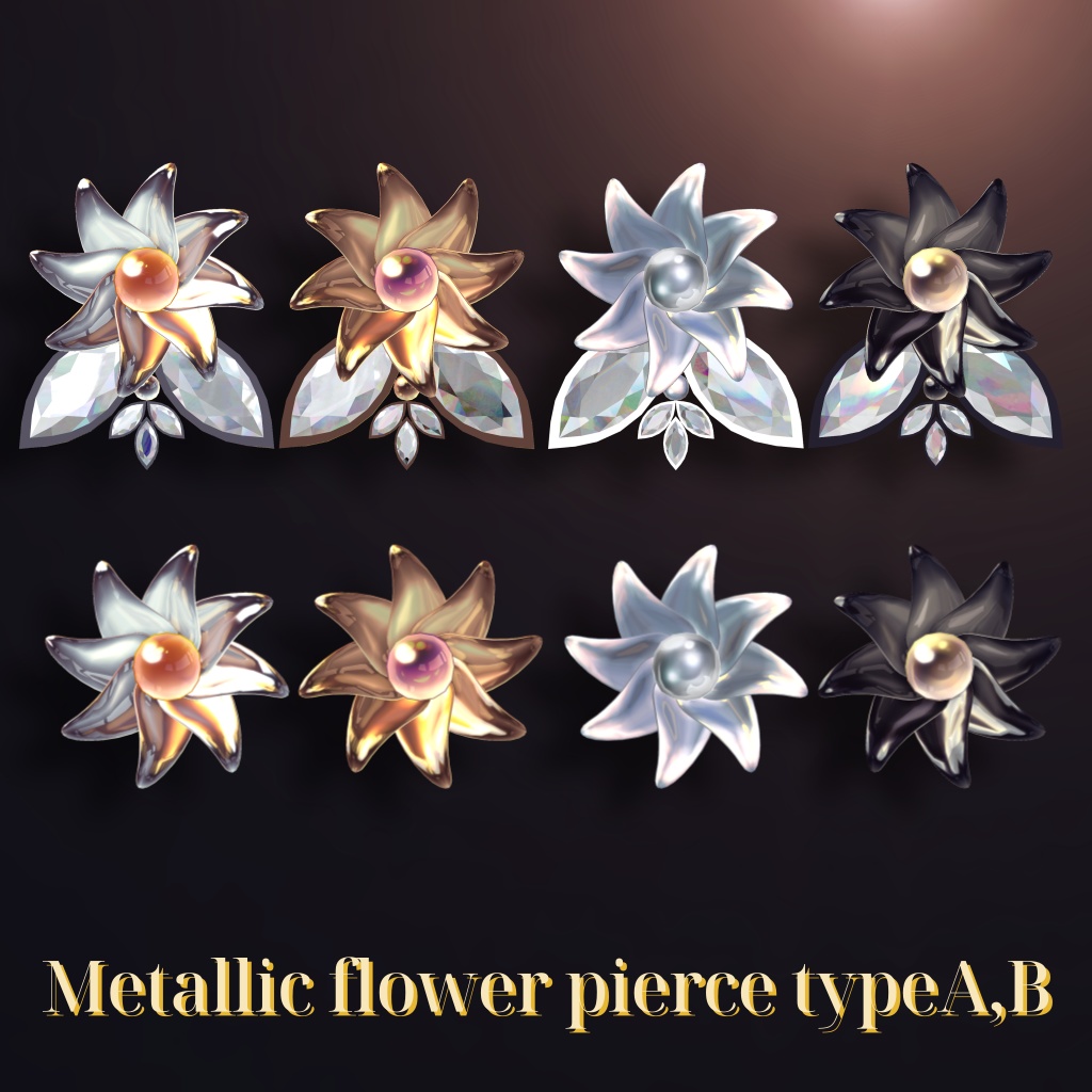 Metallic flower earring,pierce