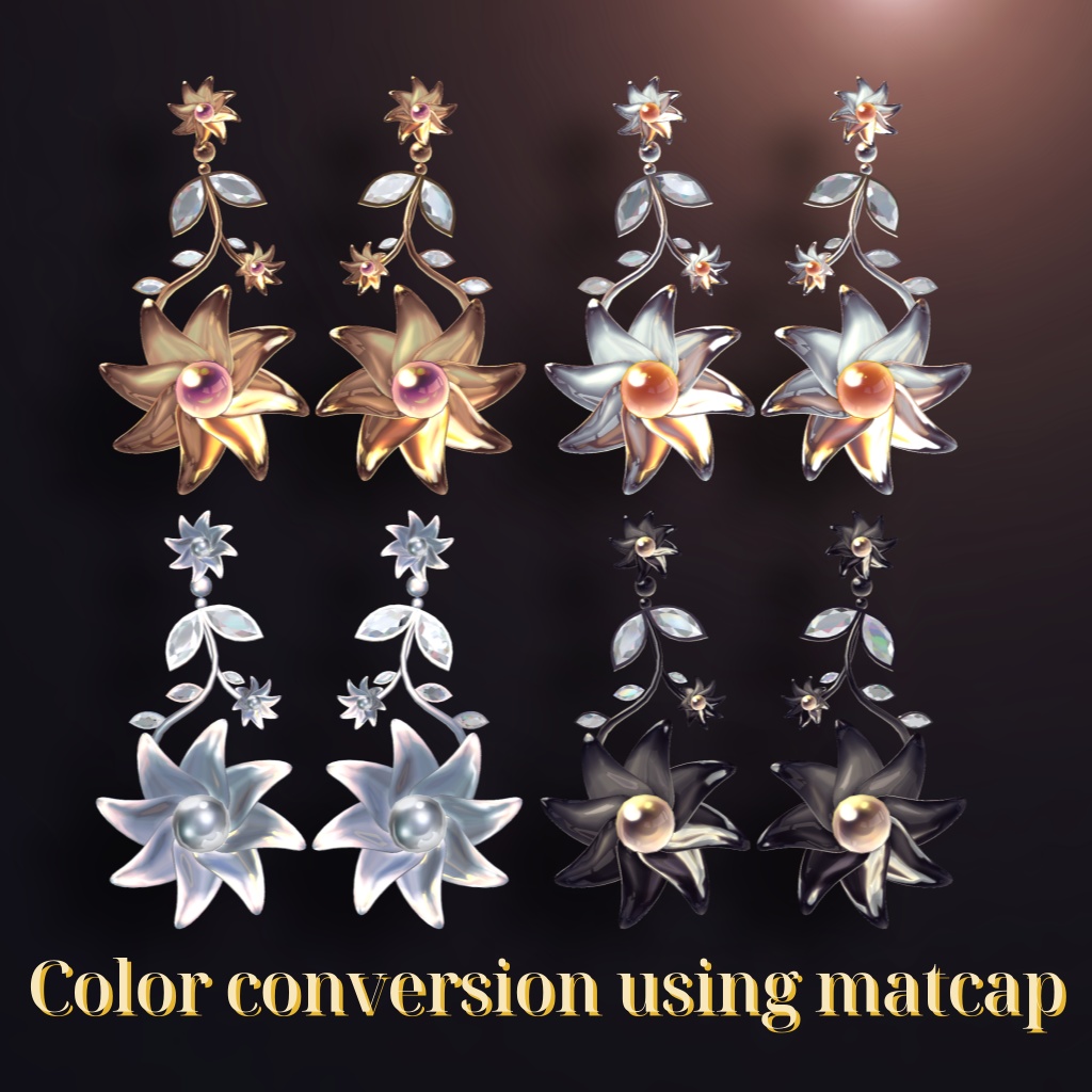 Metallic flower earring,pierce