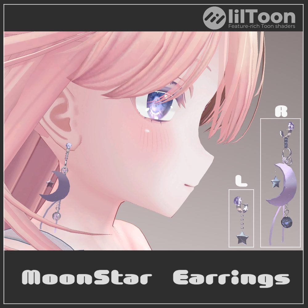 【VRChat想定】MoonStar Earrings