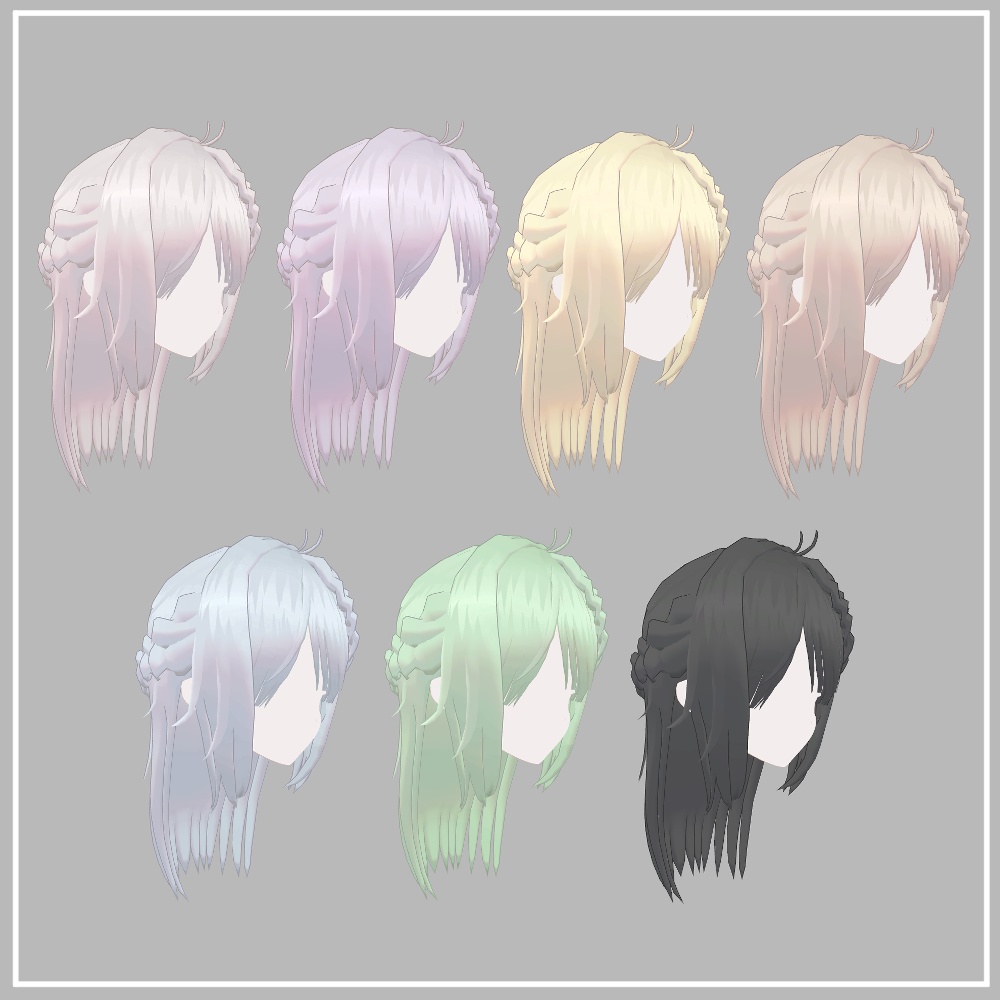 【VRChat想定】Braided Halfup Hair(マヌカ対応)
