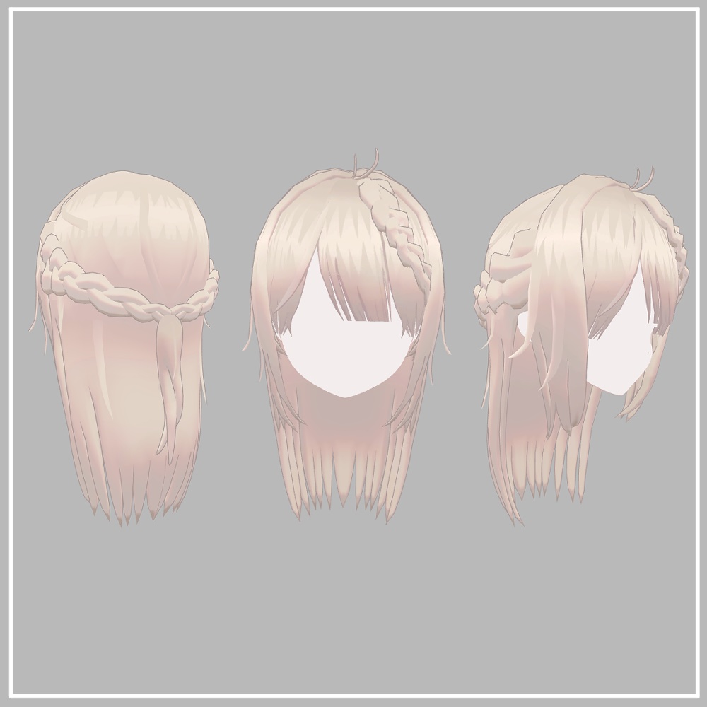【VRChat想定】Braided Halfup Hair(マヌカ対応)