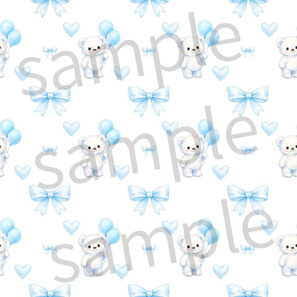 水色くま　背景画像　デジタルペーパー