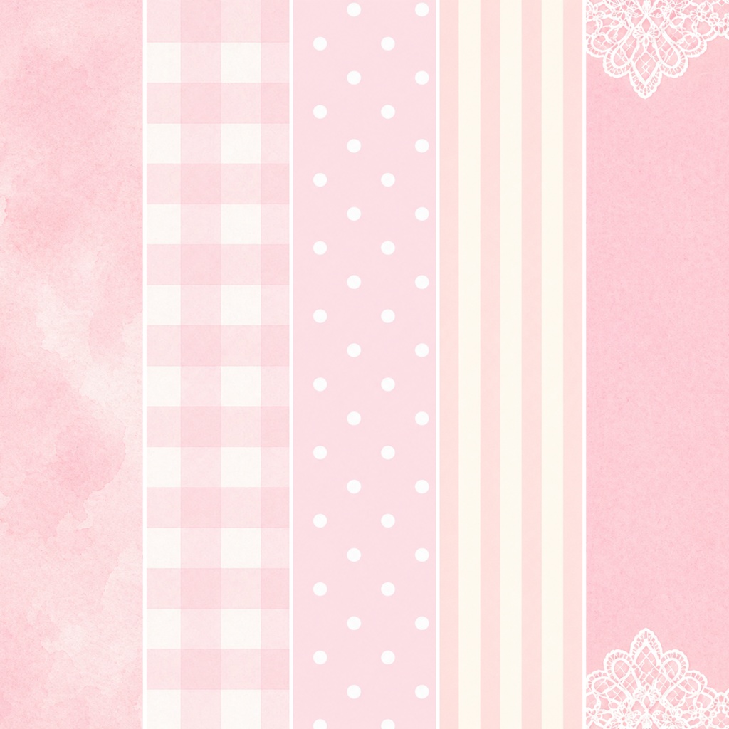 ピンク系デジタルペーパー5枚セット コラージュ素材 / 手帳背景 / PNG