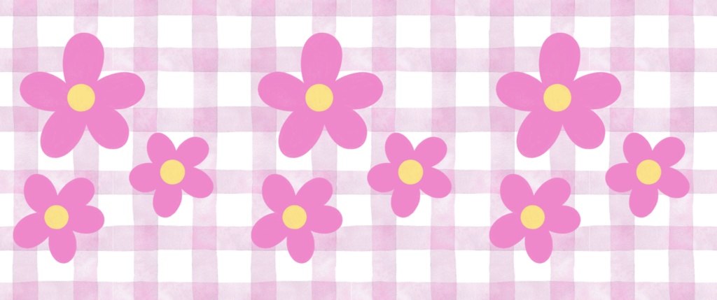 お花ピンクチェックマスキングテープ