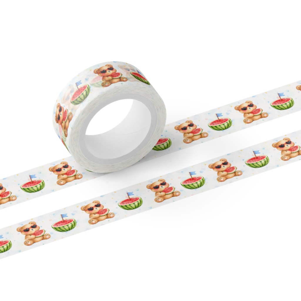夏クマとスイカのマスキングテープ