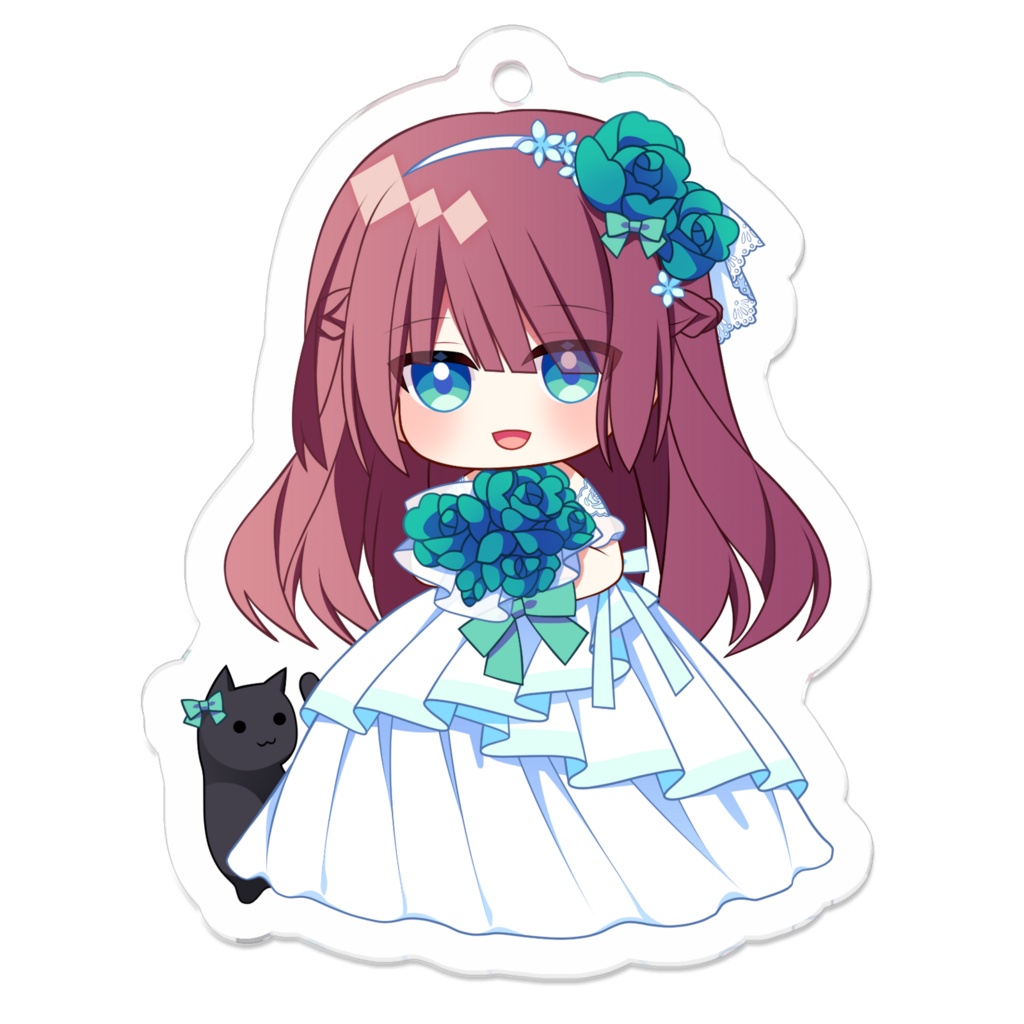 ◆期間限定【さよならキャットボックス-久世灯子 花嫁Ver.-】デフォルメアクリルキーホルダー(エメラルドグリーン)