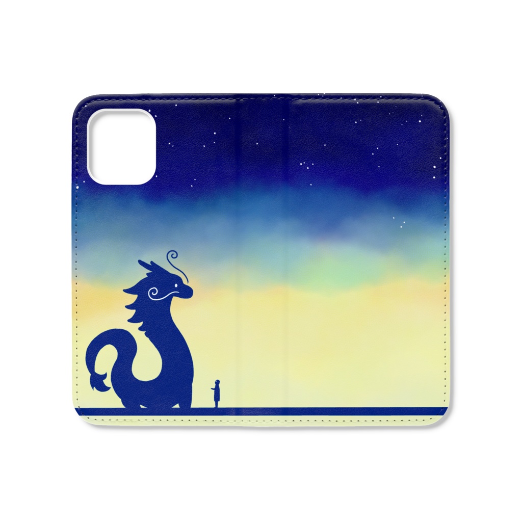 【龍との遭遇-碧黄-】手帳型iPhoneケース
