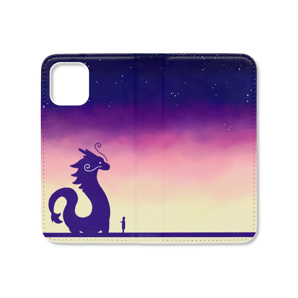 【龍との遭遇-碧桃-】手帳型iPhoneケース