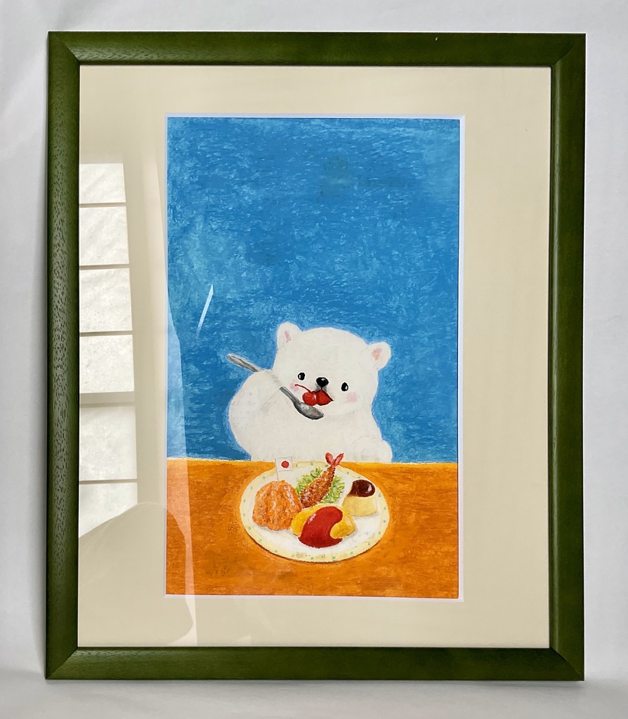 <残り1点>原画「しろくまのお子様ランチ」