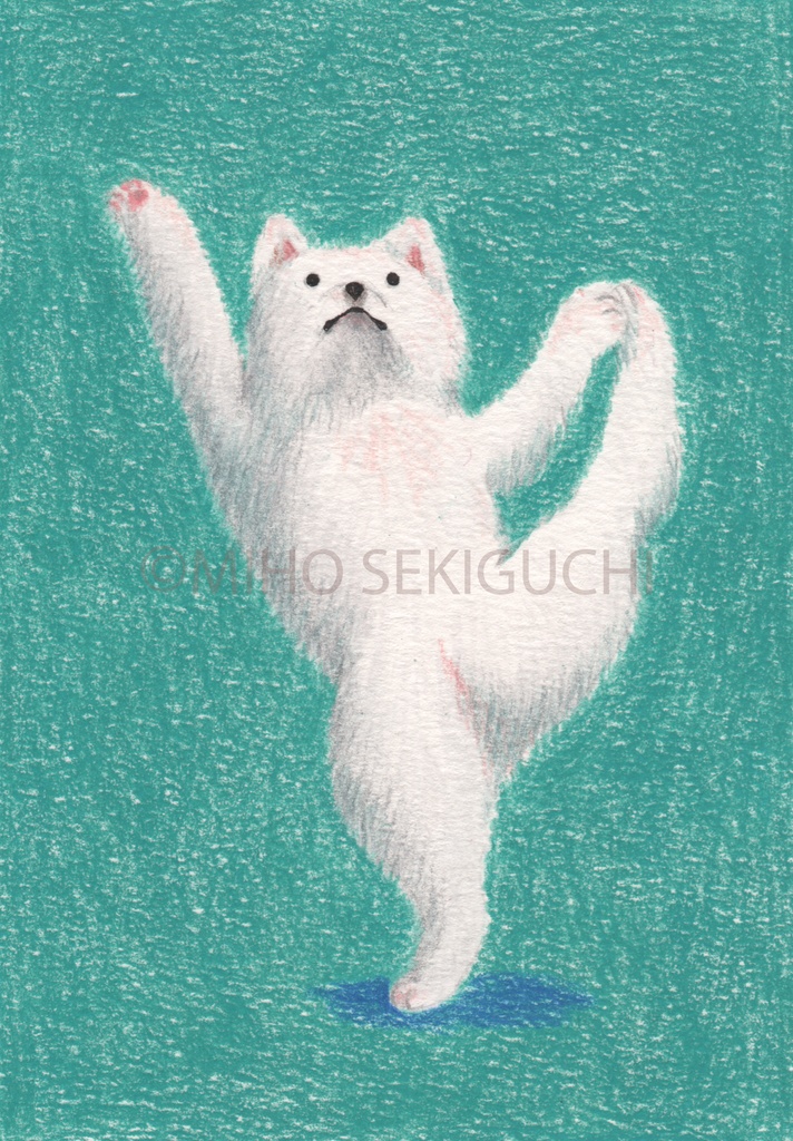 額入り原画「ダンス犬１（青）」