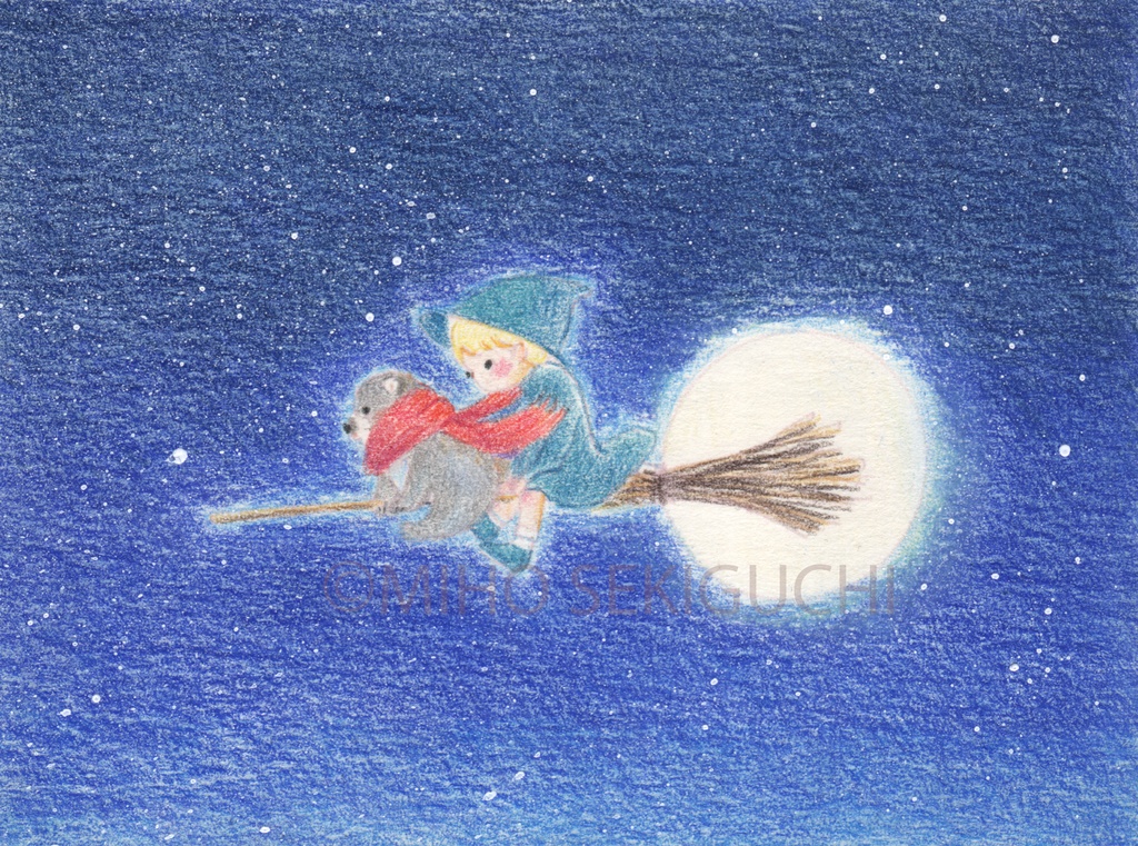 ＜残り１点＞ 原画「魔女の子とわんこ」