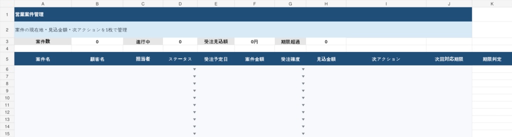 営業案件管理テンプレート