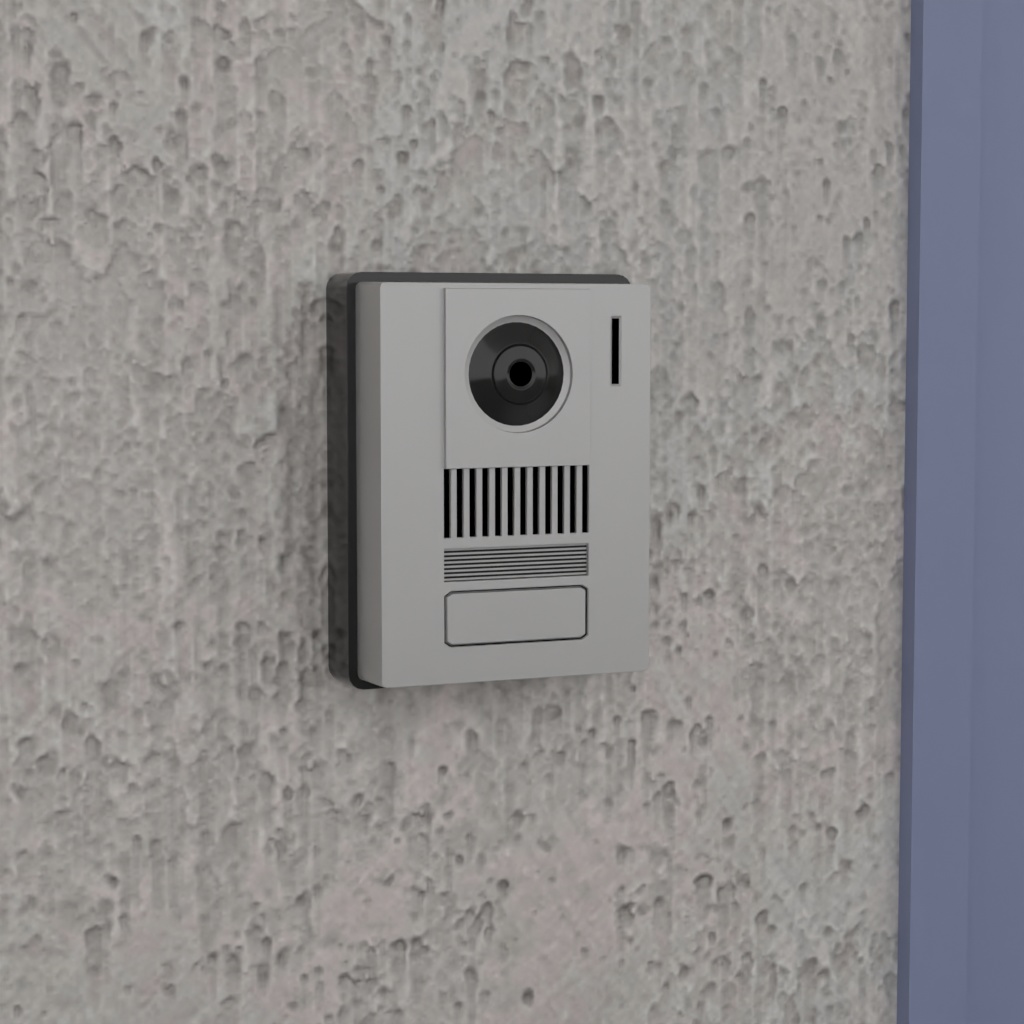 マンションの廊下+インターホン