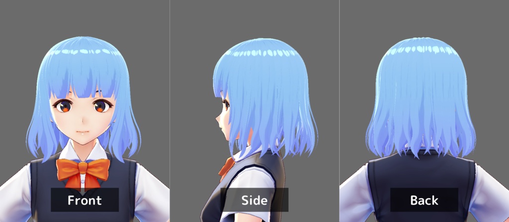 【VRoid用ヘアプリセット】ゆるウェーブミディアム【色変更用PSDファイルつき・揺れもの設定済】