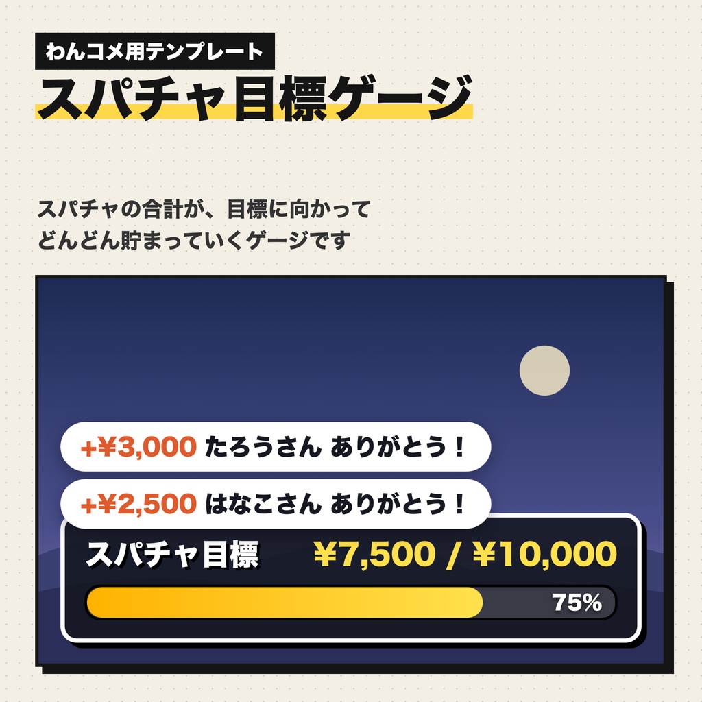 【期間限定大幅値下げ✨】わんコメ用 スパチャ目標ゲージ