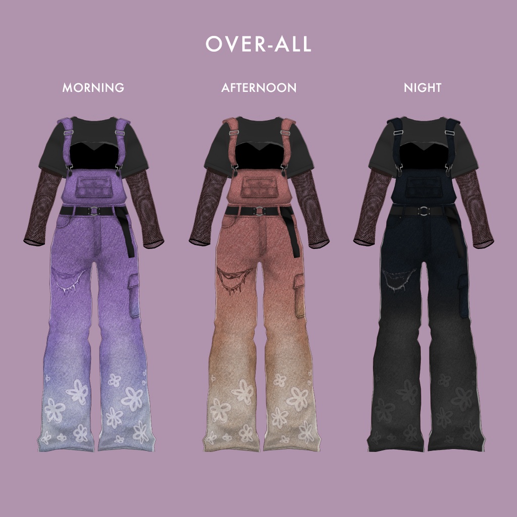 【VRoid】オーバーオール・フリルスニーカーセット【 #I_YoU 】