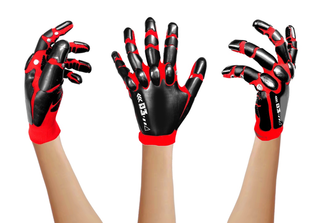 サイボーグ手袋(メカver')レッドベース・ガンメタル/男性用サイズ