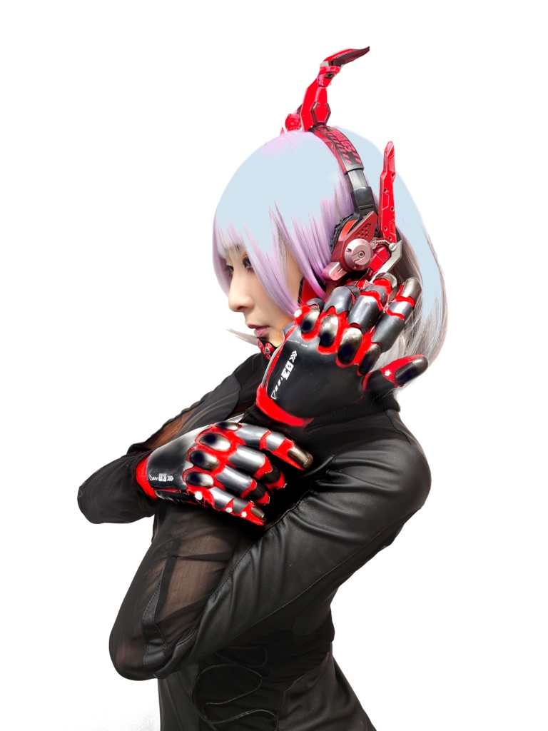 サイボーグ手袋(メカver')レッドベース・ガンメタル/女性用サイズ