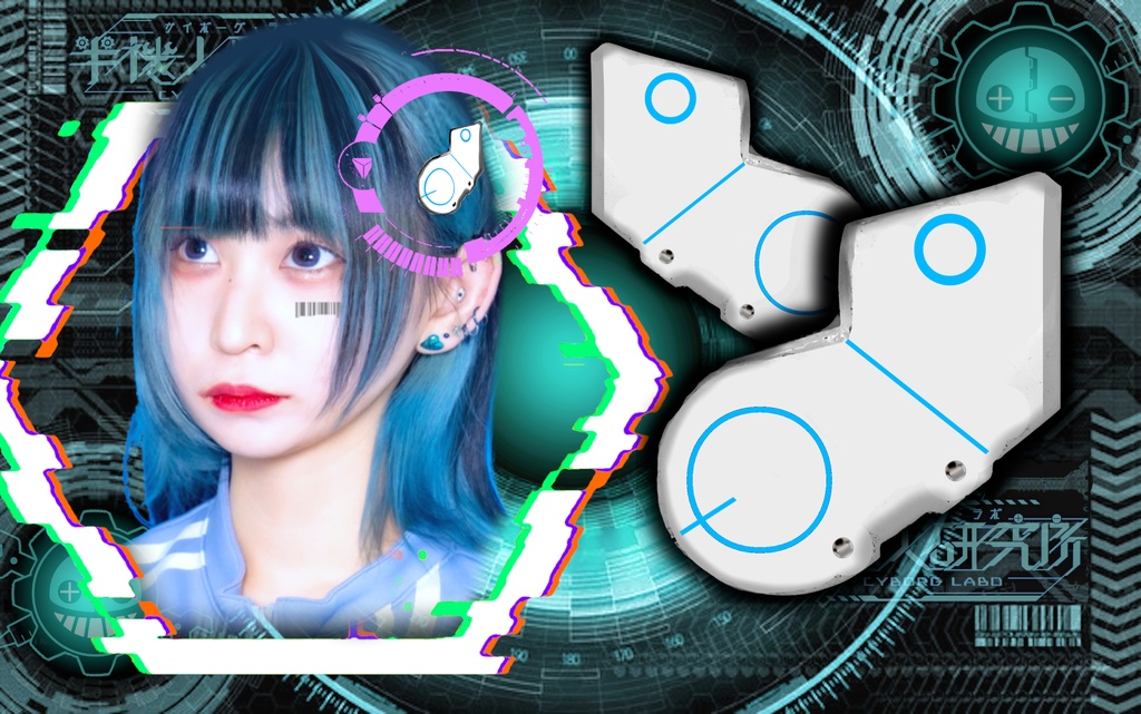 サイバーヘアクリップ typeーB(ホワイトブルーver')※左右セット