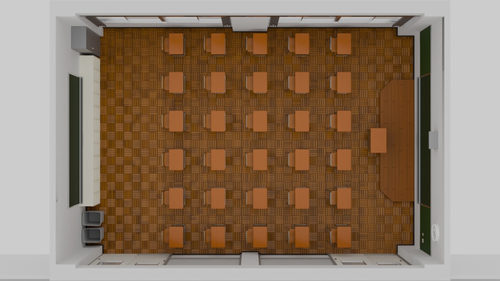 教室【3dモデル】廊下付き