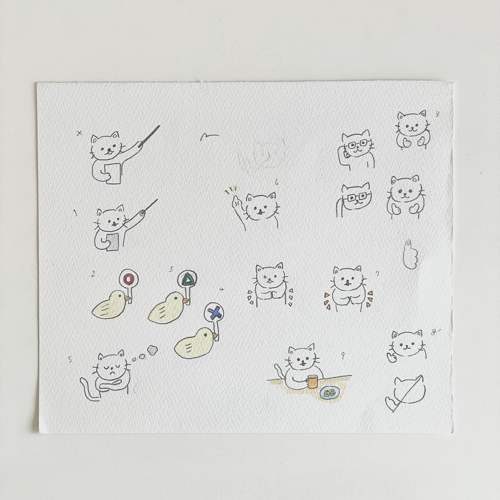 こねこ&ひよこ 学習リアクション デジタルステッカー(9種)