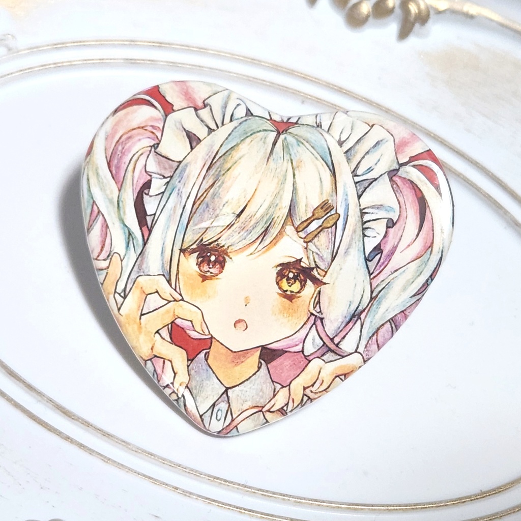 砂糖菓子 ハート型 缶バッジ