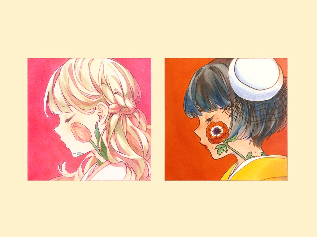 ミニ原画(チューリップ・アネモネ)
