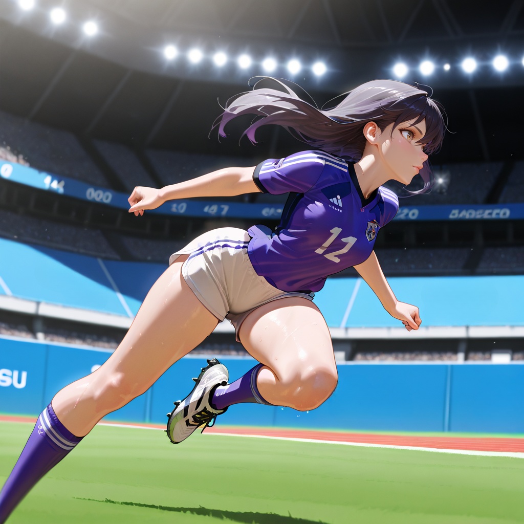 サッカー女子紫ユニホームイラスト（5枚セット）