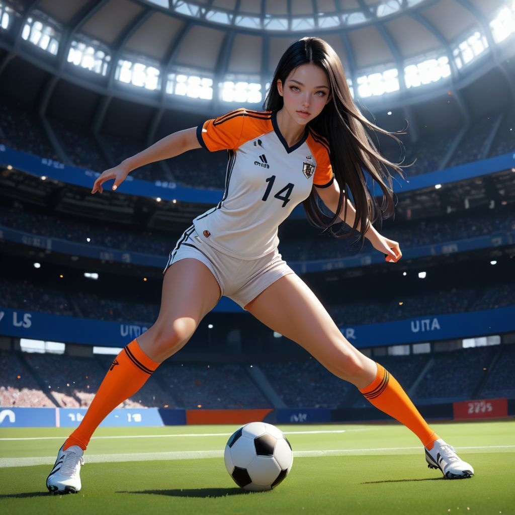 サッカー女子No.14（オレンジ）