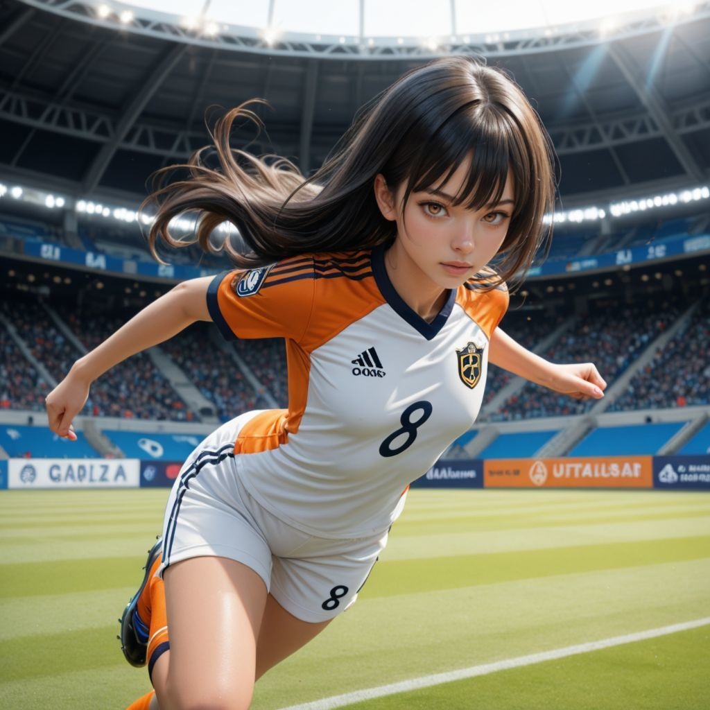 サッカー女子オレンジユニフォームNo.8