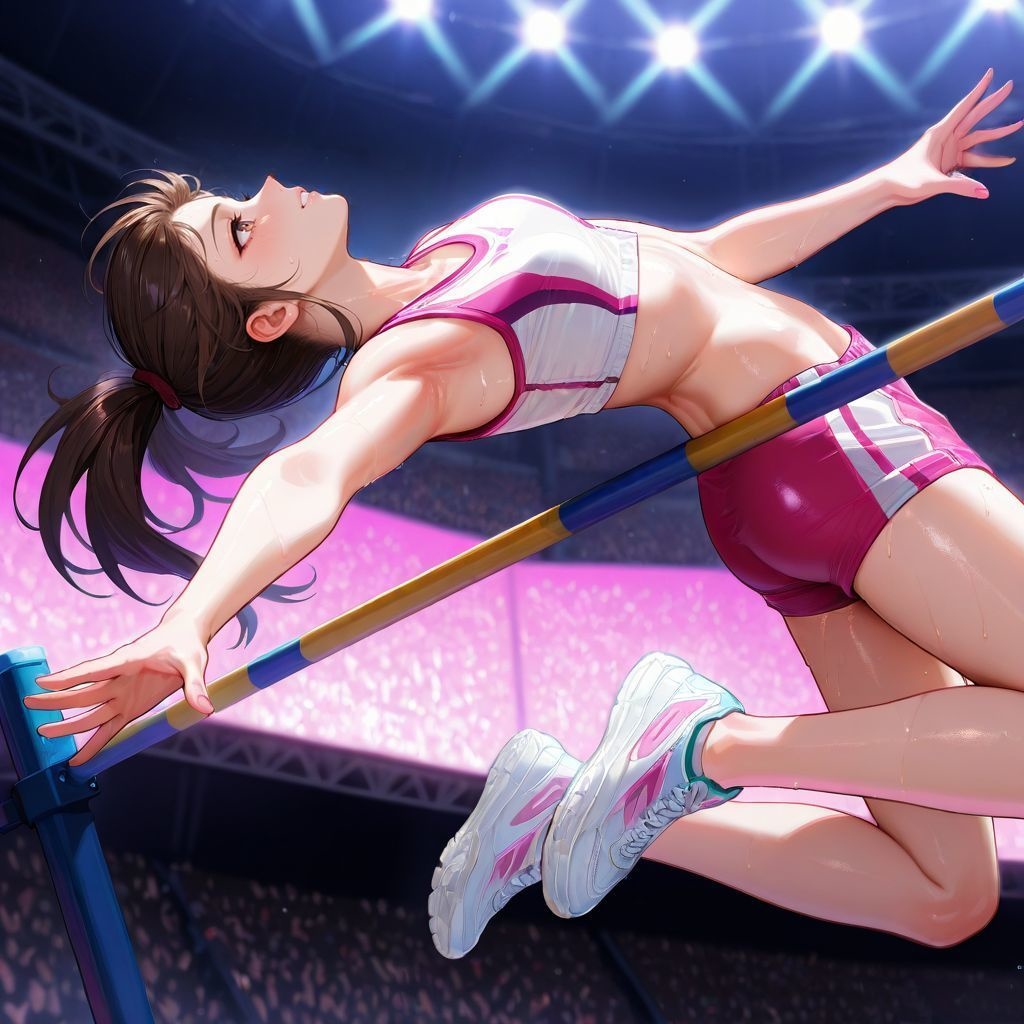 スポーツ女子（走り高跳び）｜高精細アニメ風イラスト（4096×4096 PNG）