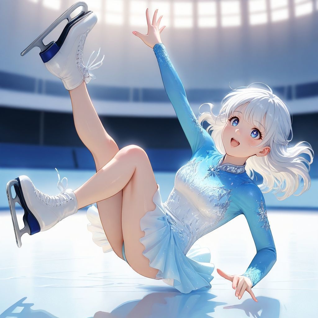 フィギュアスケート（夢の途中）｜高精細アニメ風イラスト（4096×4096 PNG）