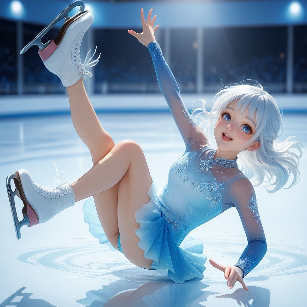 フィギュアスケート（夢の途中_ver2）｜高精細アニメ風イラスト（4096×4096 PNG）
