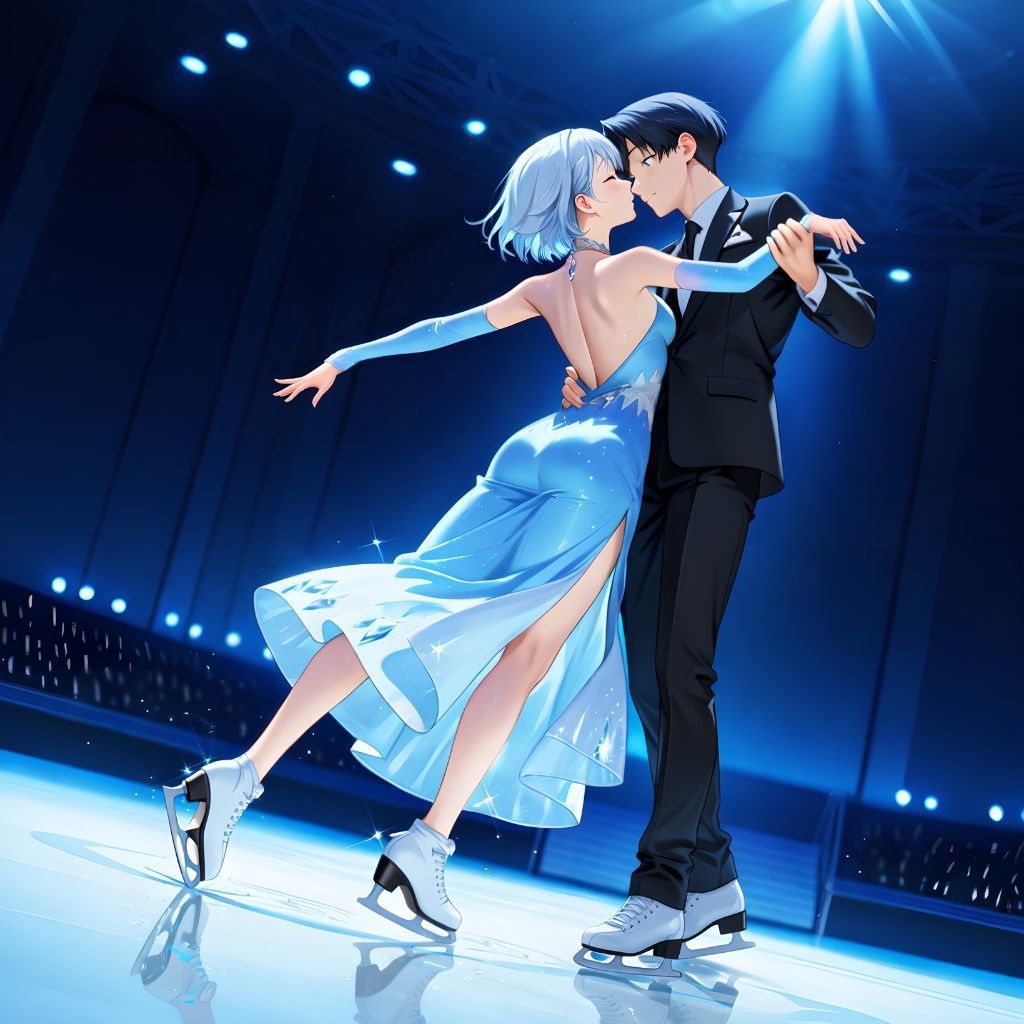 フィギュアスケート（アイスダンス）｜高精細アニメ風イラスト（4096×4096 PNG）