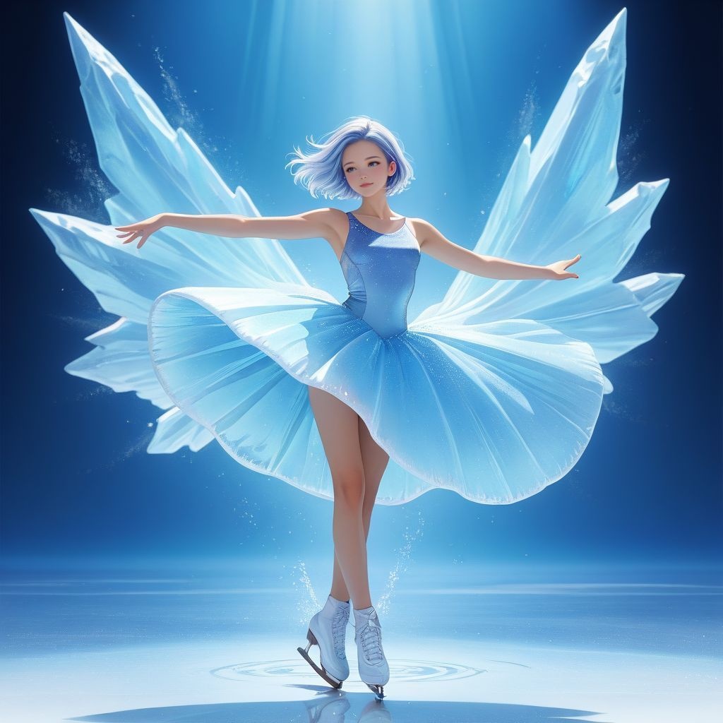 フィギュアスケート（凛のかたち）｜高精細アニメ風イラスト（4096×4096 PNG）