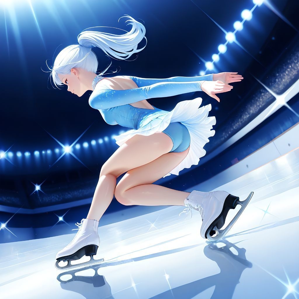 フィギュアスケート（構え）｜高精細アニメ風イラスト（4096×4096 PNG）