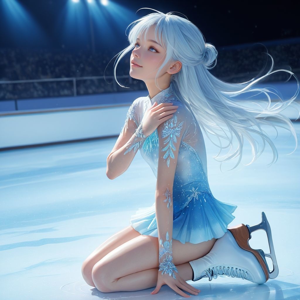 フィギュアスケート（感謝）｜高精細アニメ風イラスト（4096×4096 PNG）